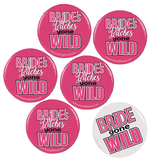 Bride Gone Wild Button Assortment - 6 Buttons GFF-1003