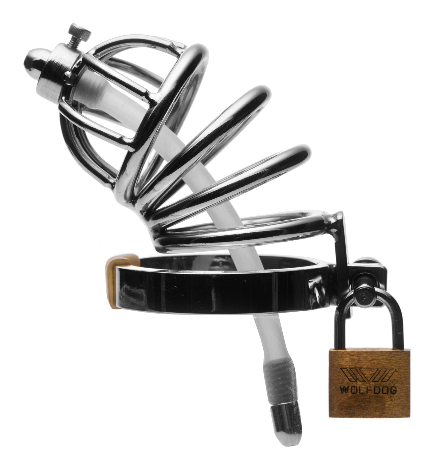 Stainless Steel Chastity Cage With Silicone Urethral Plug MS-AD775