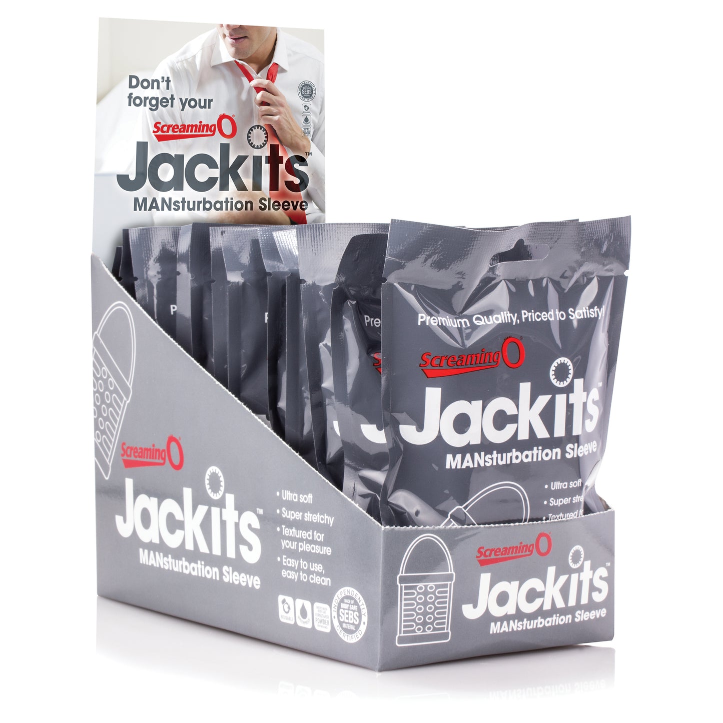Jackits Mansturbation Sleeve - 12 Count Pop Box Display - Clear JAK-C-110D