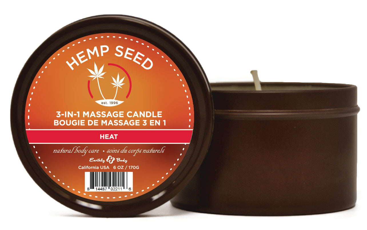 Hemp Seed 3 in 1 Massage Candle - Hot Spiced Yum 6oz EB-HSC096