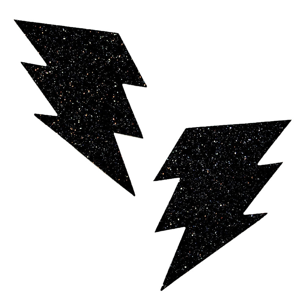 Black Malice Glitter Lightning Bolt Nipztix Pasties NN-BM-BLT-NS