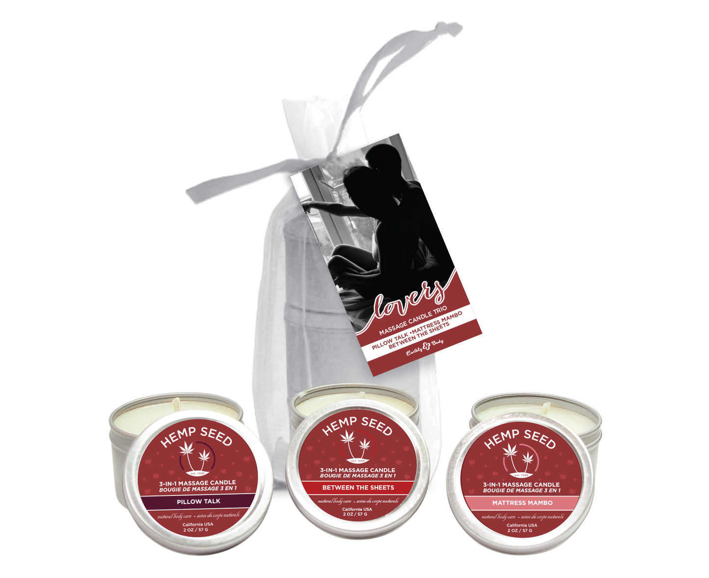 Valentine Trio - 2 Oz. Valentine's Candles in Organza Bag EB-HSCV222T