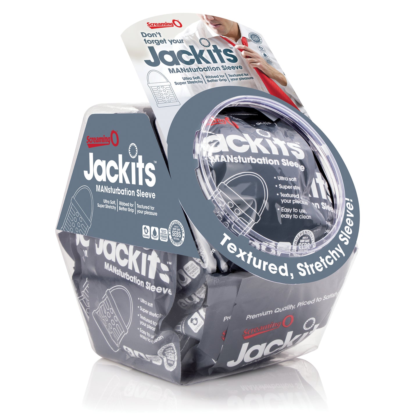 Jackits Mansturbation Sleeve - 24 Count Candy Bowl - Clear BWL-JAK-C-110D