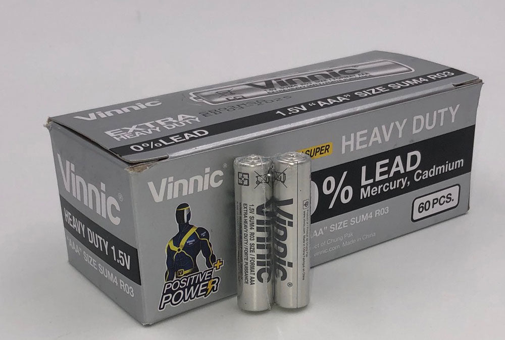 Vinnic Super Heavy Duty AAA Batteries - 2 Pc./ Shrink Pk. - 60 Pcs. Box SR03MSG