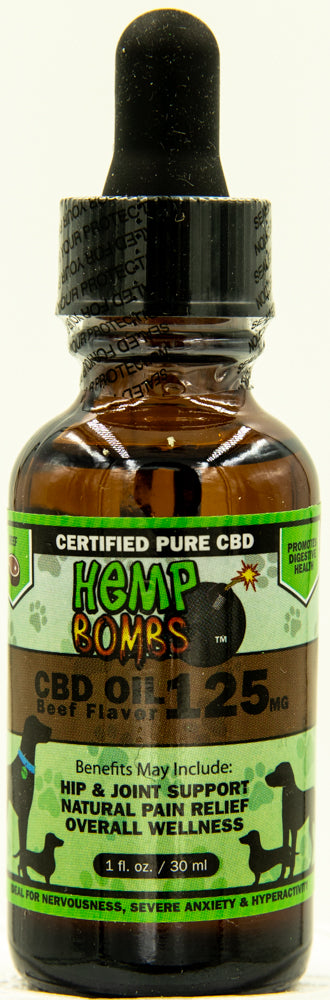 Hemp Bombs Pet Oil Beef Flavor 1 Fl. Oz. 125mg HB-PETOIL125E