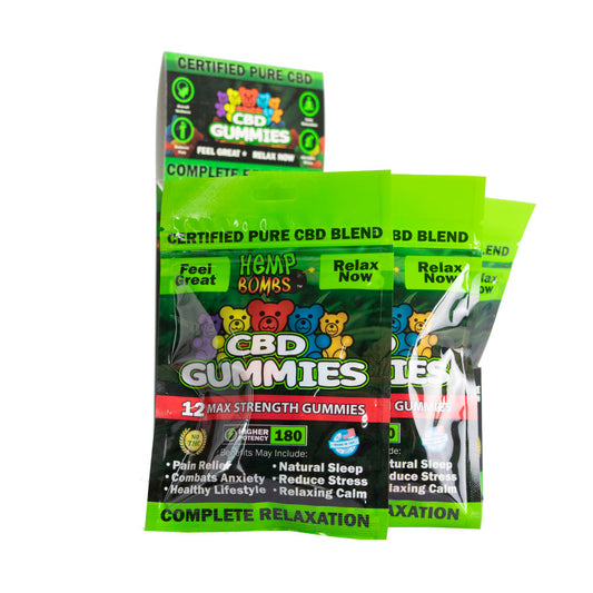 Hemp Bombs Gummies Jumbo 12 Ct Display 180mg HB-GUMJUM180