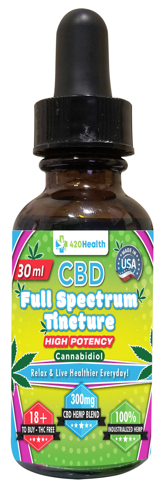 420 Health Pure Hemp Extract Oil - 300mg -  30ml - Bottle BA-420300P