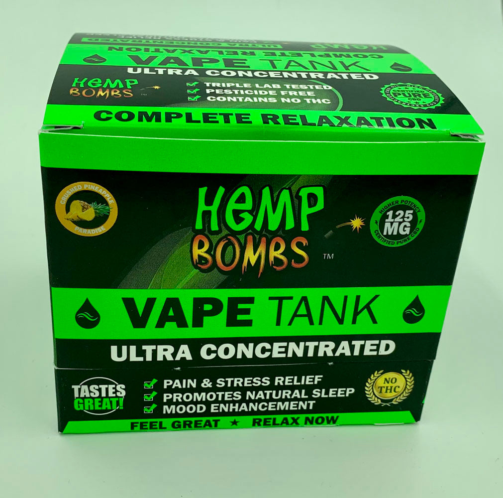 Hemp Bombs 125mg Hemp Vape Tank Cartidge - Crushed Pineapple Paradise 6 Ct Display HB-125CPPD